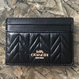 Quilted Leather Coach Card Holder